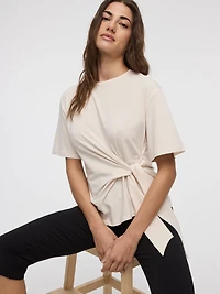 T-shirt à col rond avec noeud