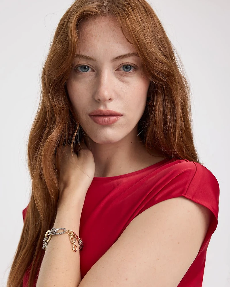 Robe maxi à manches très courtes et col rond