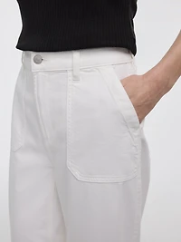 Jean court fluide à jambe large et taille haute