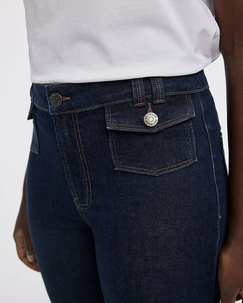 Flare-Leg Mid-Rise Jean with Flap Pockets