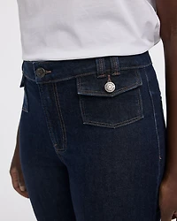Flare-Leg Mid-Rise Jean with Flap Pockets