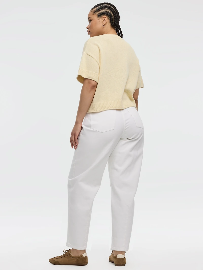 Short-Sleeve Crew-Neck Loose Sweater