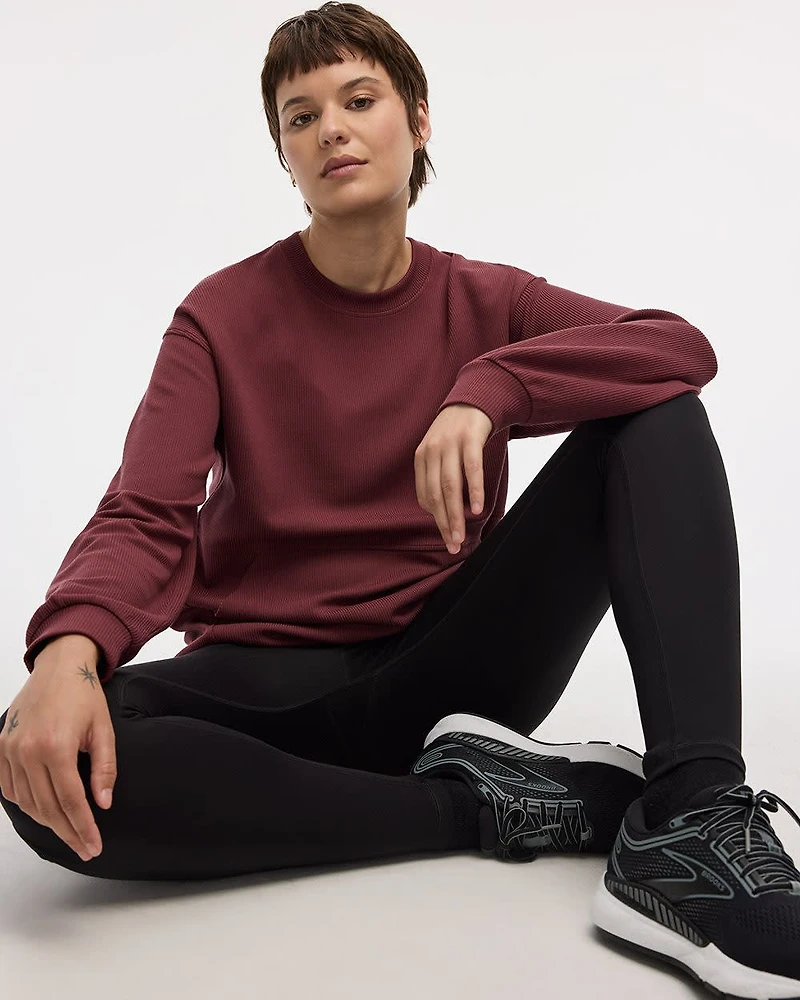 Long-Sleeve Crew-Neck Ottoman Pullover - Hyba