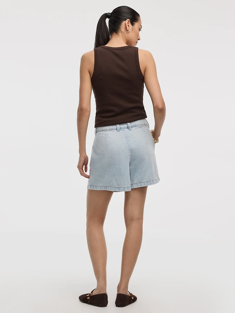 Short à plis en denim