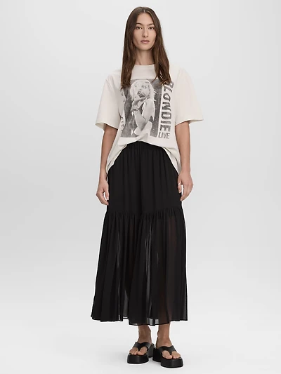 Pleated-Chiffon Maxi Skirt