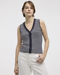 Striped V-Neck Ribbed Tank