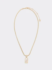 Short Necklace with Rectangle Mother-of-Pearl Pendant