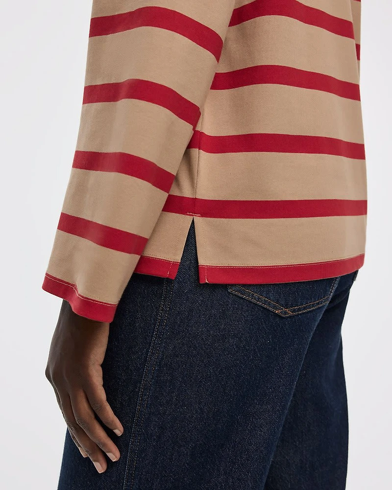 Long-Sleeve Boat-Neck Top