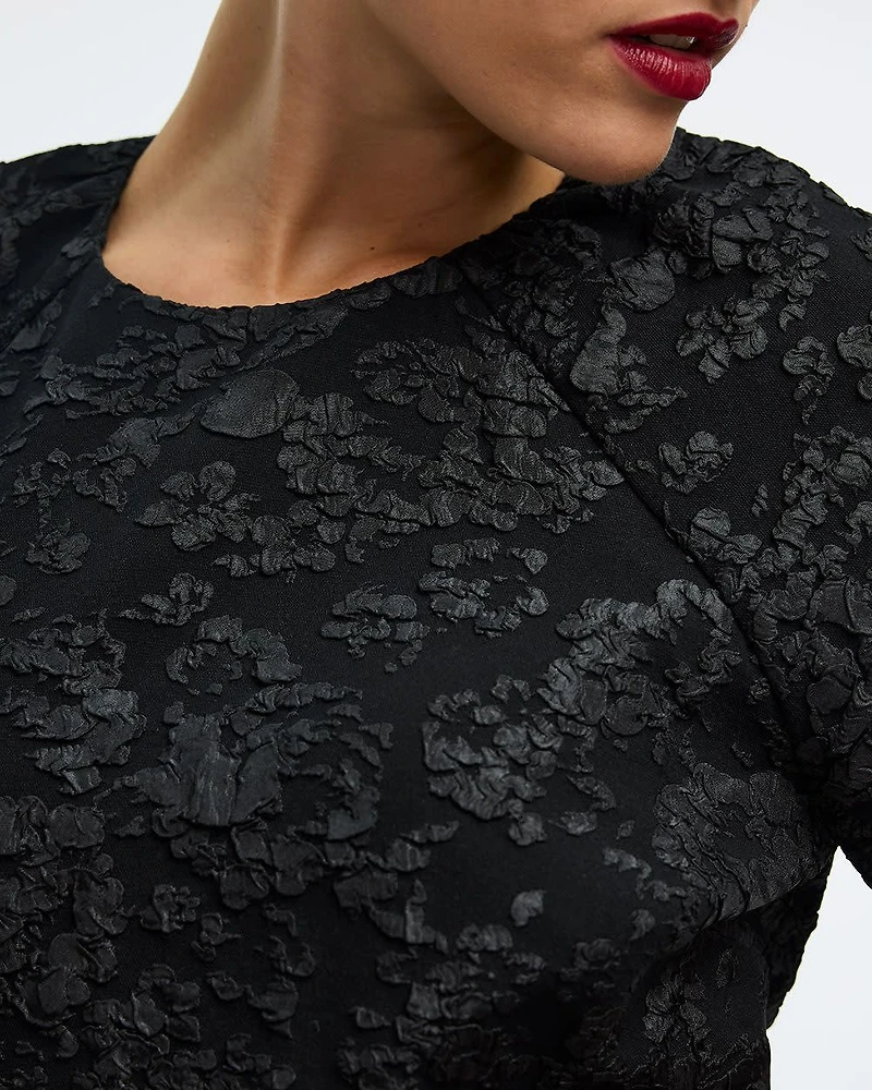 Short-Sleeve Fit-and-Flare Dress with Self-Tie the Back