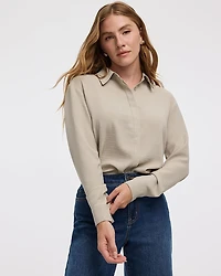 Long-Sleeve Buttoned-Down Blouse
