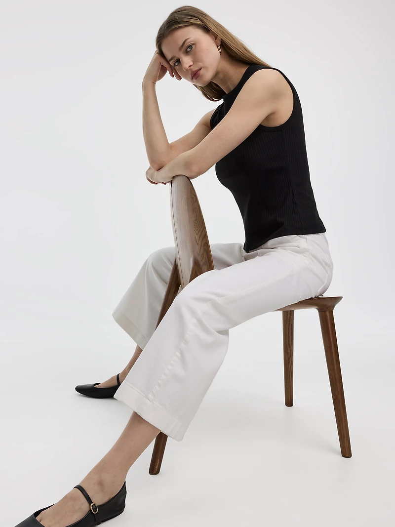 Flowy Wide-Leg High-Rise Cropped Jean