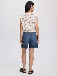 Blouse à manches très courtes et col rond ourlet élastique