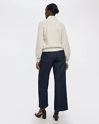 Long-Balloon-Sleeve Mock-Neck Sweater