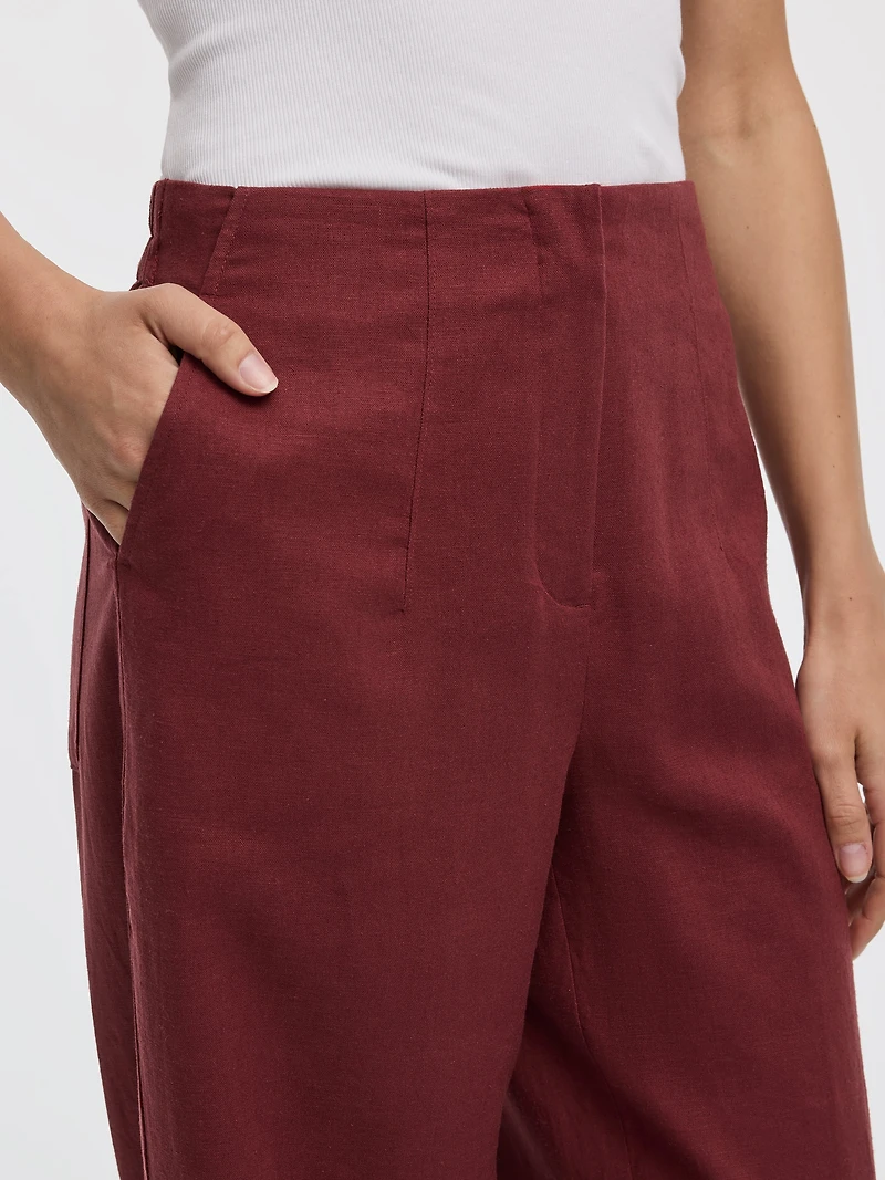 Linen Blend Barrel Pant