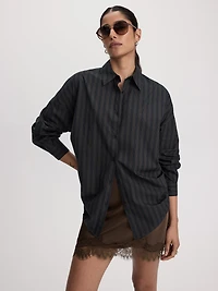 Poplin Blouse with Side Shirrings