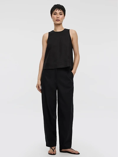 Linen Blend Barrel Pant
