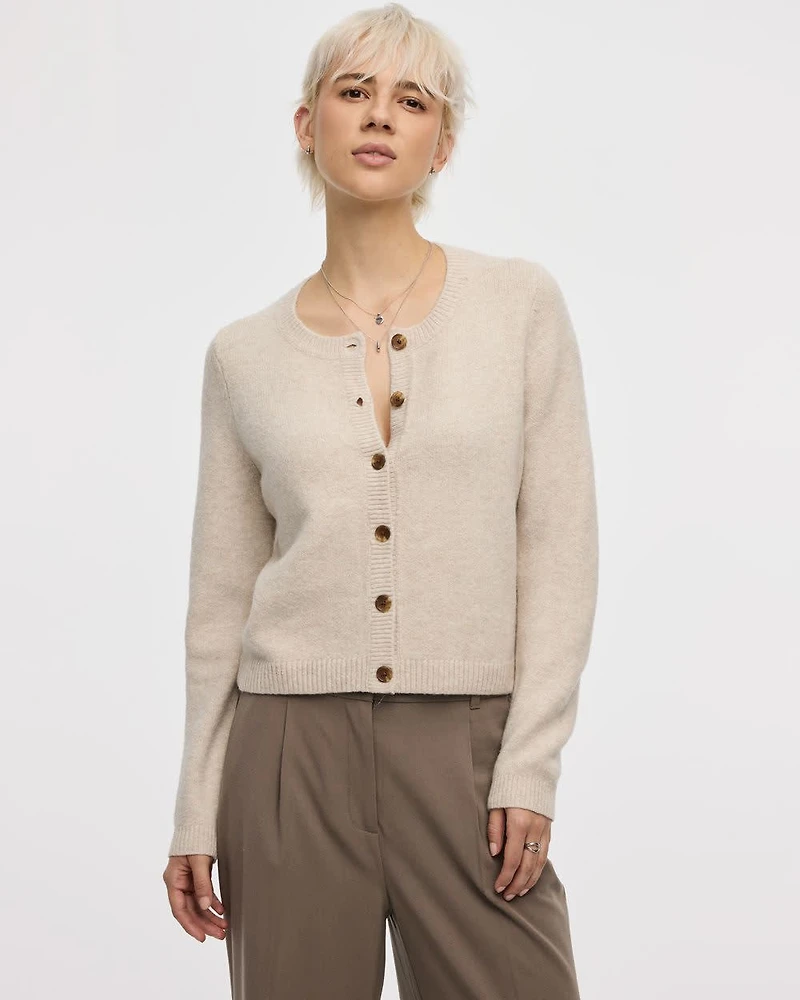 Long-Sleeve Crew-Neck PlushSoft Cardigan