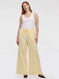 Pantalon à jambe large en mélange de lin