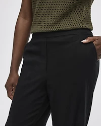 Cropped Wide-Leg Linen-Blend Pant - Petite