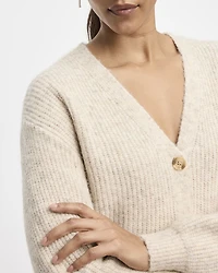 Long-Sleeve V-Neck Loose Cardigan