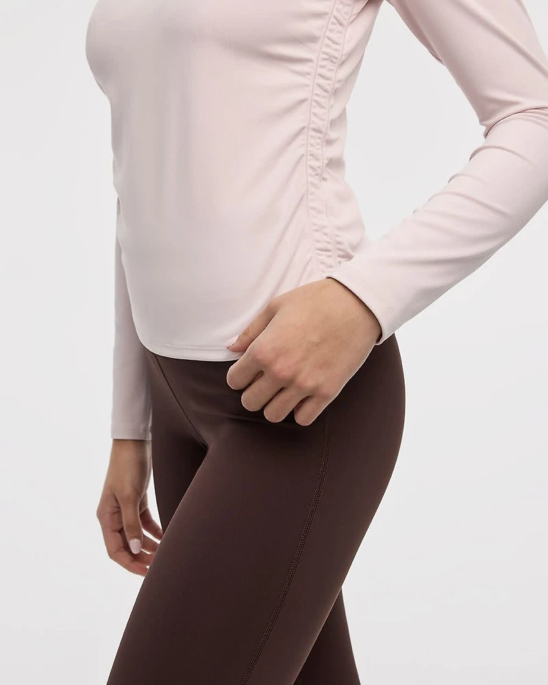 Long-Sleeve Crew-Neck Tee with Shirred Sides - PULSE (R) Hyba