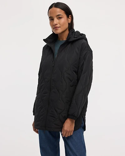 Quilted Jacket with Removable Hood