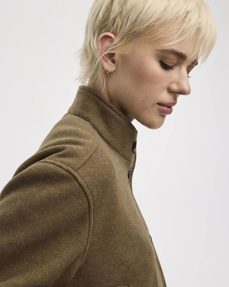 Veste style aviateur à boutons en fausse laine