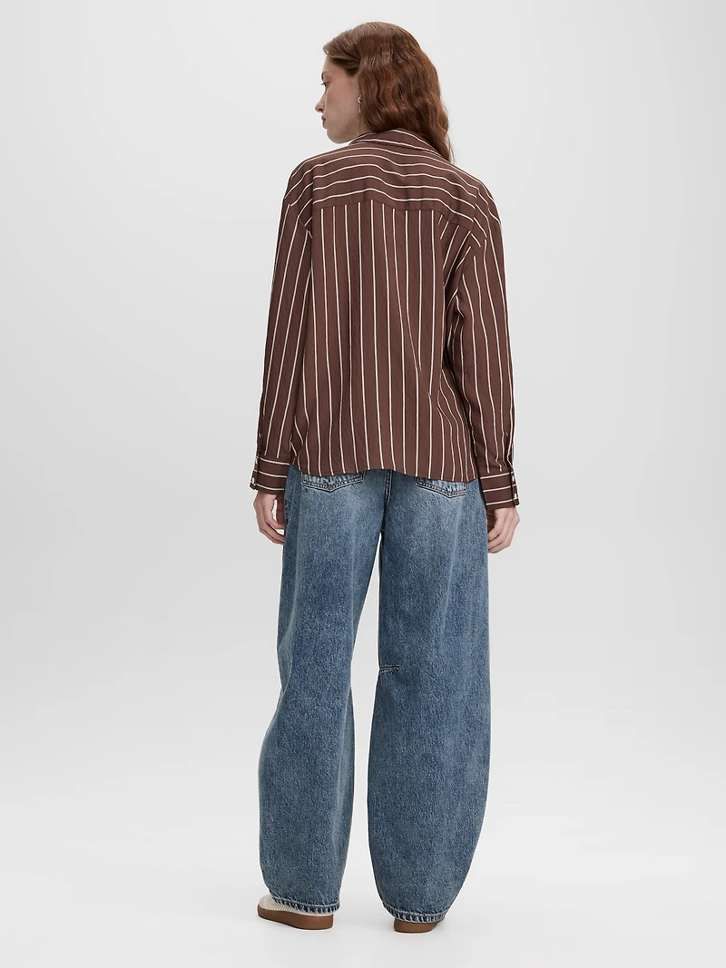 Blouse rayée à manches longues avec poche