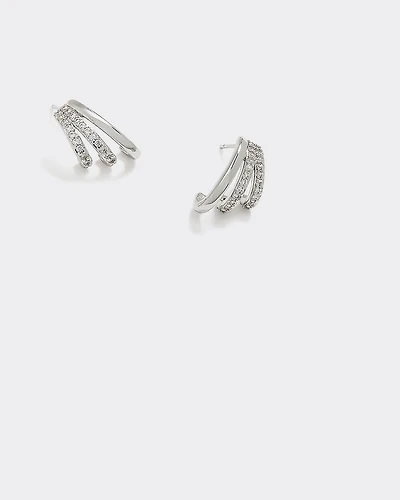 Three-Layer Earrings with Rhinestones