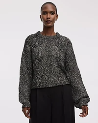 Long-Sleeve Mock-Neck Fancy-Stitch Pullover
