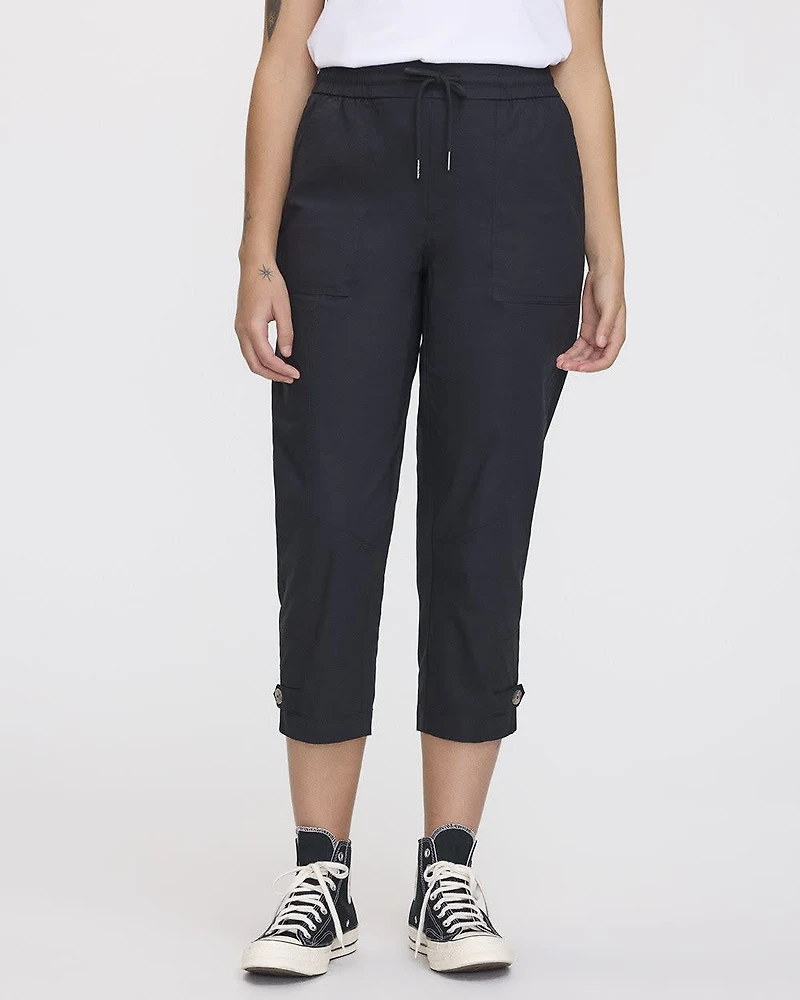 Straight-Leg High-Rise Poplin Capri Pant