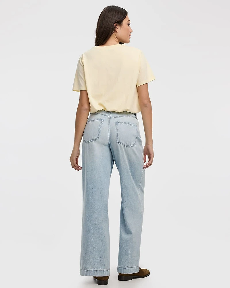 Crew-Neck Tee with Bubble Hem