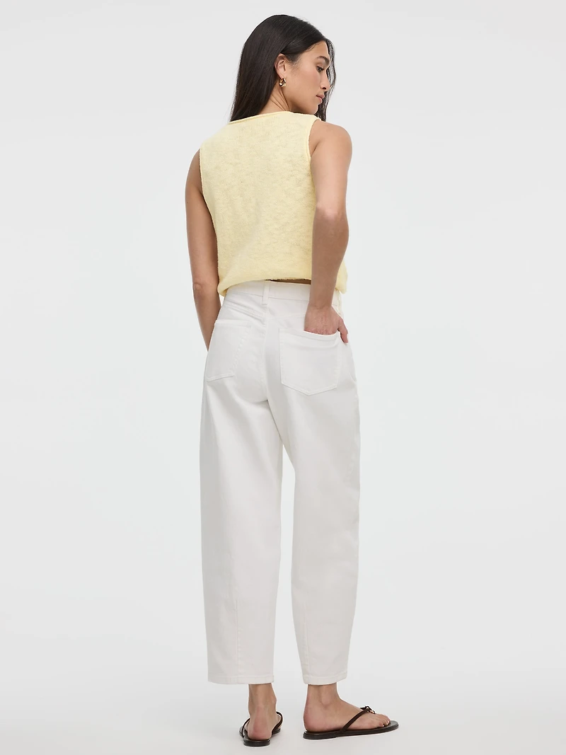 White High-Rise Barrel Jeans