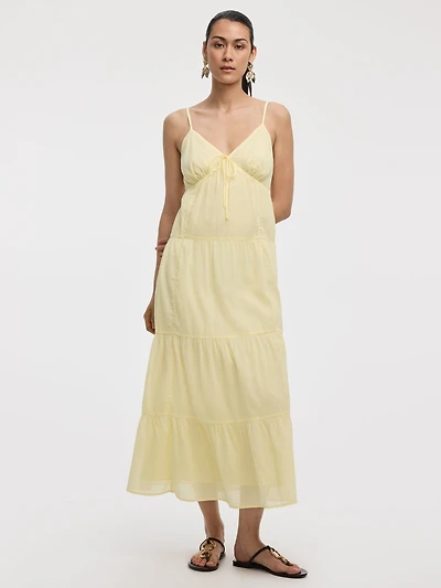 Robe maxi sans manches avec encolure en coeur