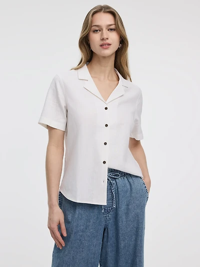 Short-Sleeve Shirt with Pyjama Collar