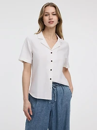 Short-Sleeve Shirt with Pyjama Collar
