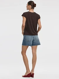 Linen-Blend Extended-Sleeve Crew-Neck Tee