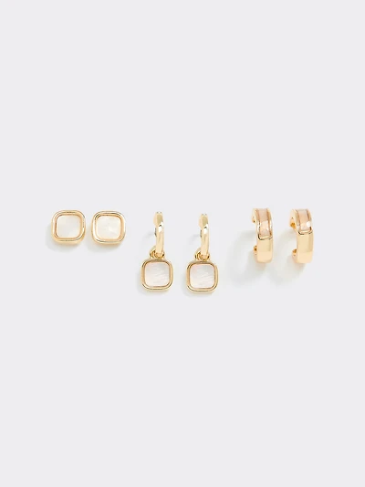 Hoops and Stud Earrings - 3 Pairs
