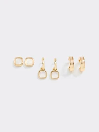 Hoops and Stud Earrings - 3 Pairs