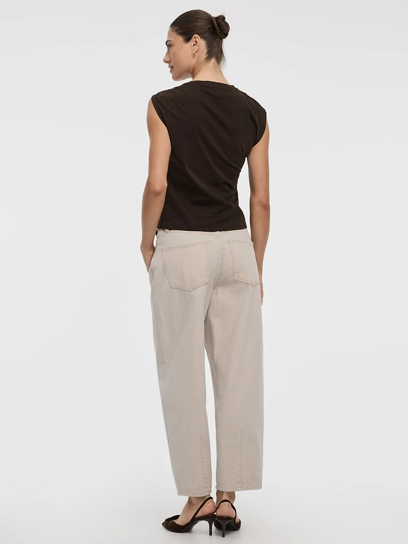 Shirred Tee with Metal Ring