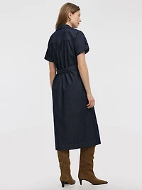 Robe boutonnée en denim à manches courtes