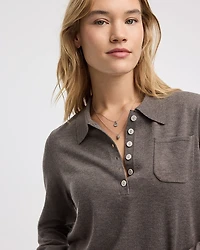 Long-Sleeve Wool-Blend Polo