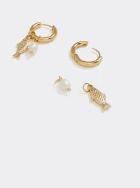 Hoops with Sardine and Freshwater Pearls