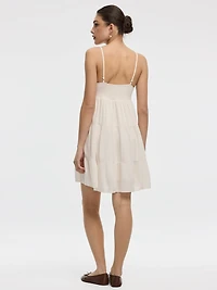 Robe courte sans manches avec haut en nid d'abeille