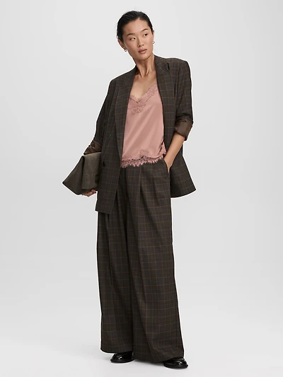 Plaid Wide-Leg High-Rise Pants - The Timeless