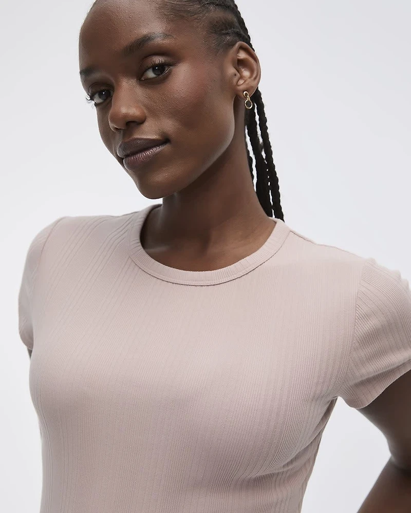 Fitted Crew-Neck Ribbed T-Shirt