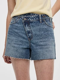 Wrap-Waist Denim Shorts