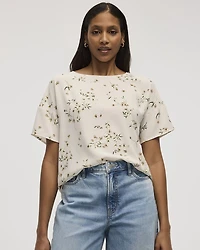Blouse t-shirt à col rond et manches courtes