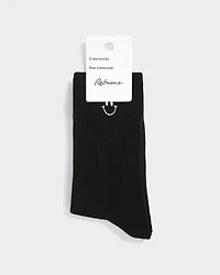 Ribbed Socks with Smiley Face at Hem