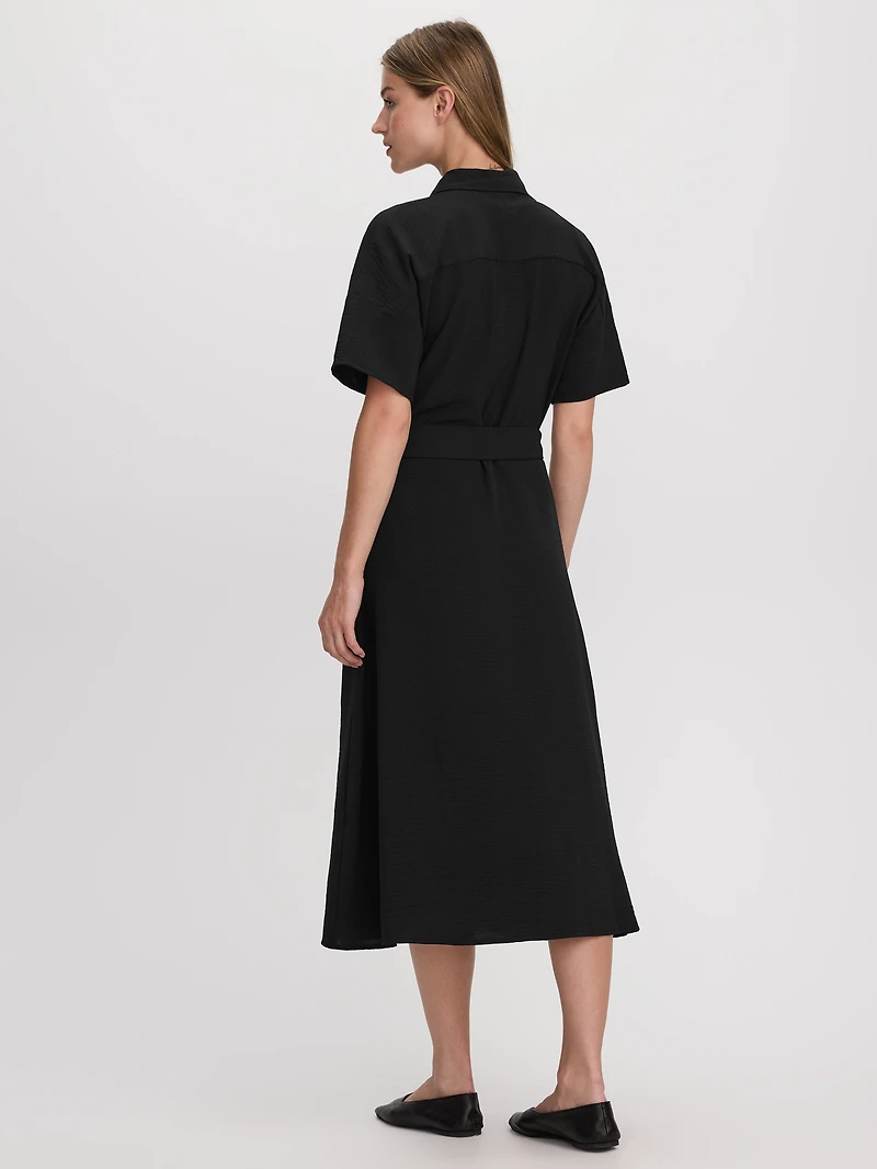 Short-Sleeve Midi Shirtdress